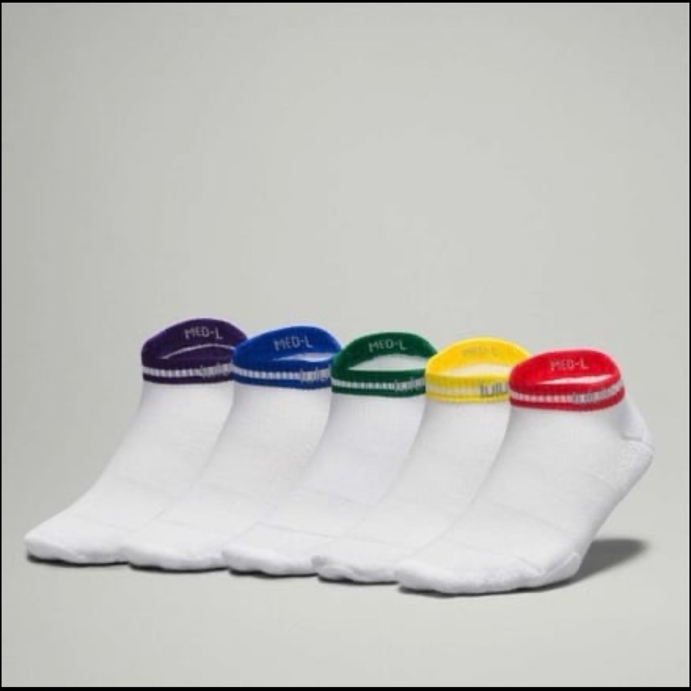 Lululemon Womens Daily Stride Ankle Sock *5 Pack
White / Rainbow NWT Small
